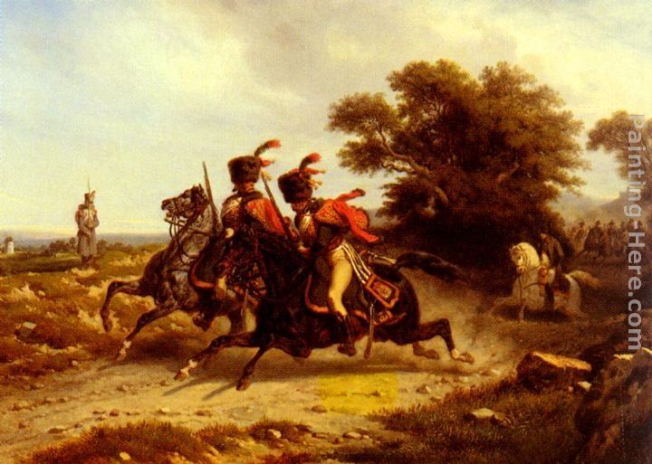 Hippolyte Bellange Hussards Escortant Napoleon